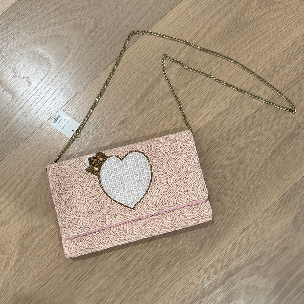 Pink Heart Embellished Women's Bag